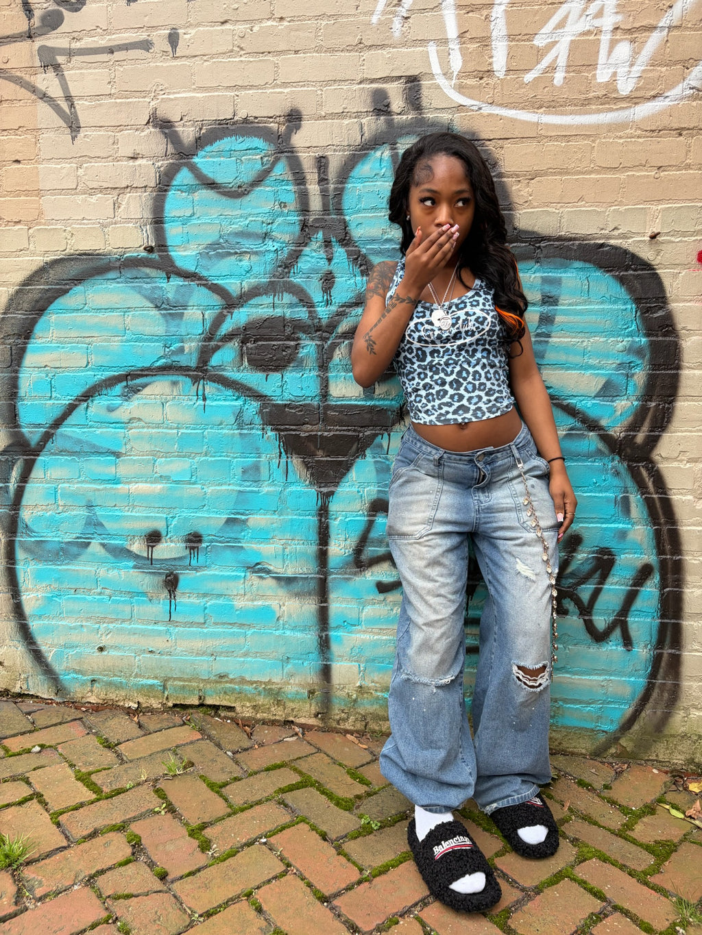 Blue Cheetah Print Tank Top