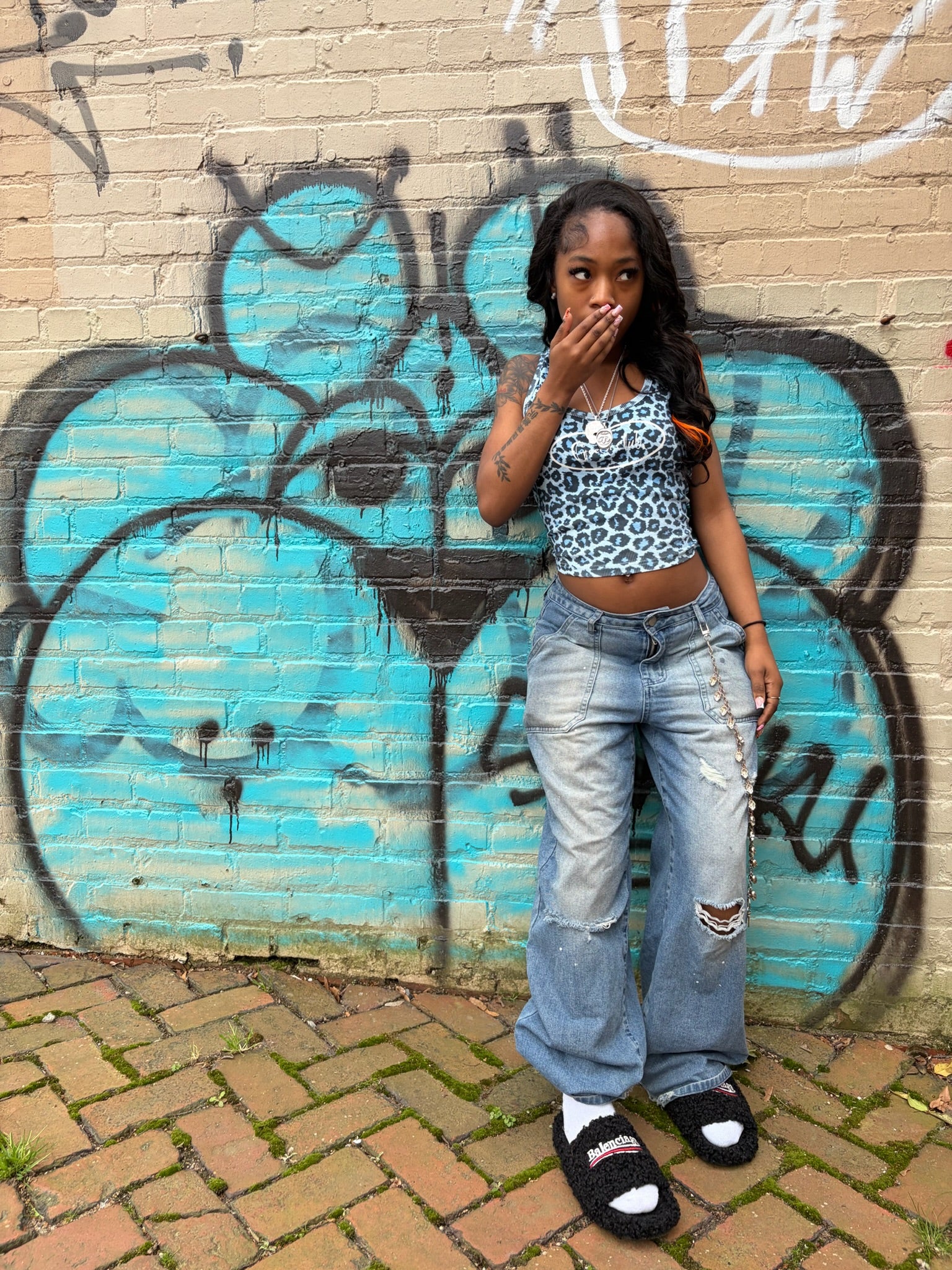 Blue Cheetah Print Tank Top