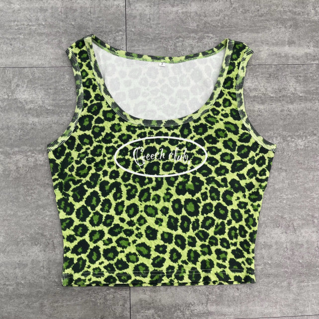 Green Cheetah Print Tank Top
